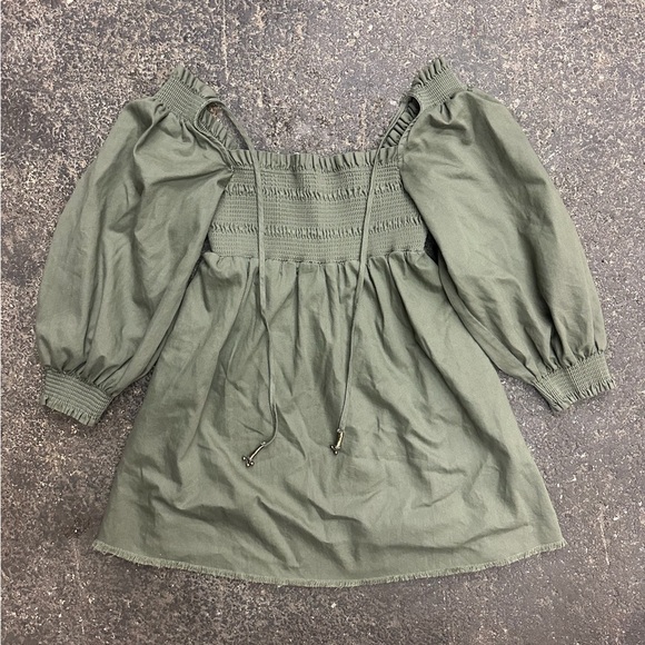 Free People Dresses & Skirts - Free People This is Everything Denim Smocked Mini Dress Women’s Small Green NWT